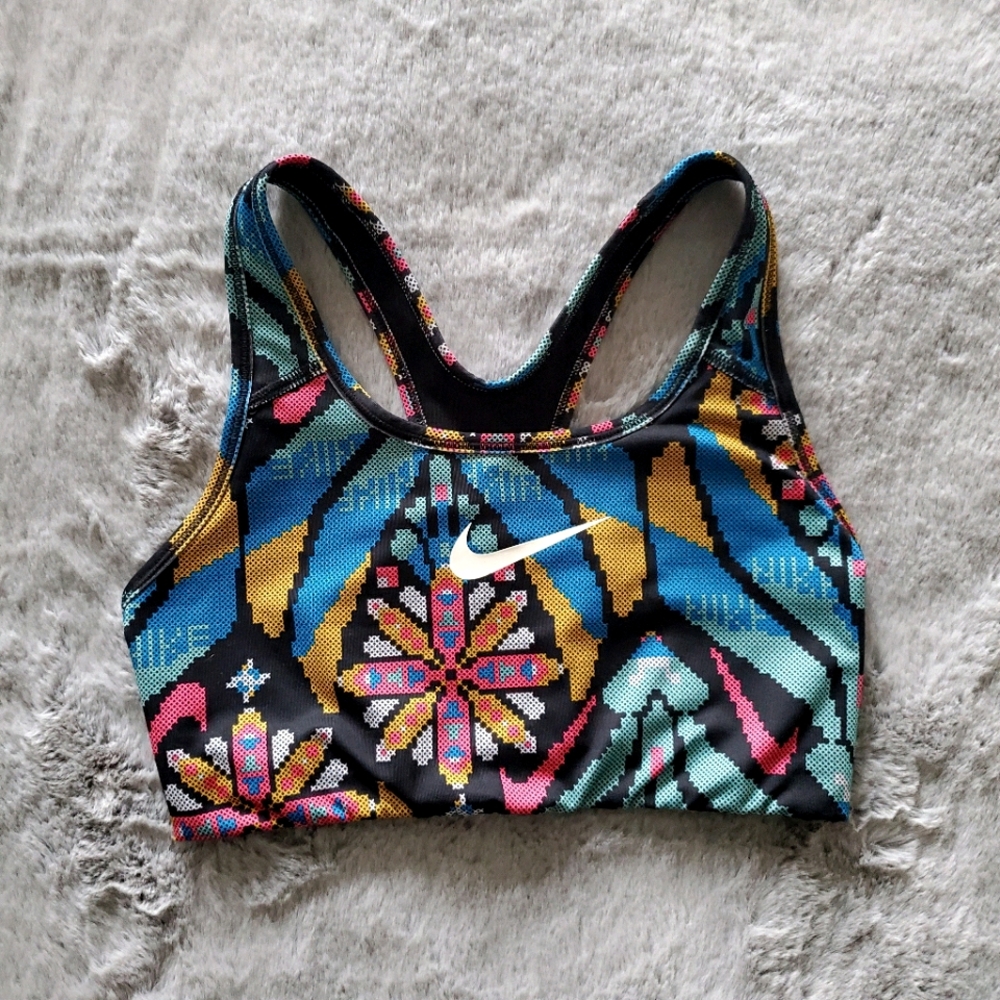 Nike Multi-Color Printed Sports Bra - Blue/Pink/Yellow